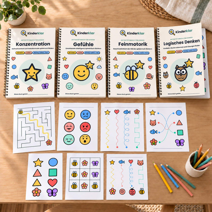 Mega-Bundle – Alle 4 Kinderklar Lernbücher
